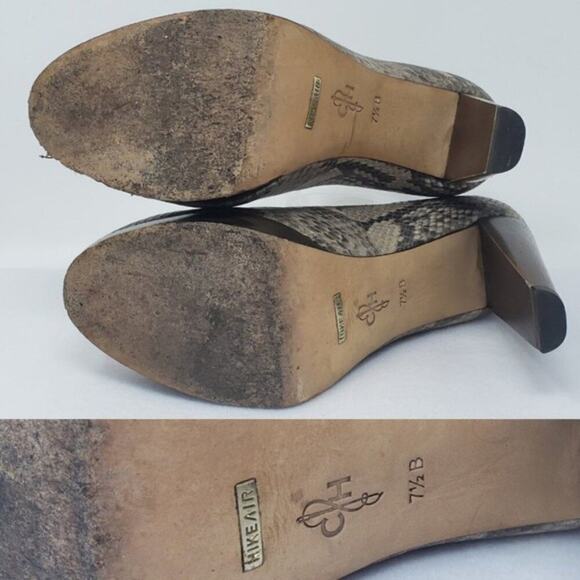 Cole Haan Snake Print Mary Jane Ankle Strap Block Heel Almond Toe Platform Pumps - Picture 3 of 8